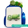 Betonmixer - Getekend - Groen Kinderrugzak - Blauw middel -inhoud_FR