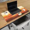Koffie - Landschap - Oranje - Koffiebonen Muismat XXL klein -sfeer1