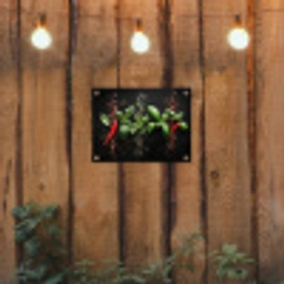 Chilipepers - Basilicum - Blaadjes - Rood tuinposter los doek klein -sfeer1