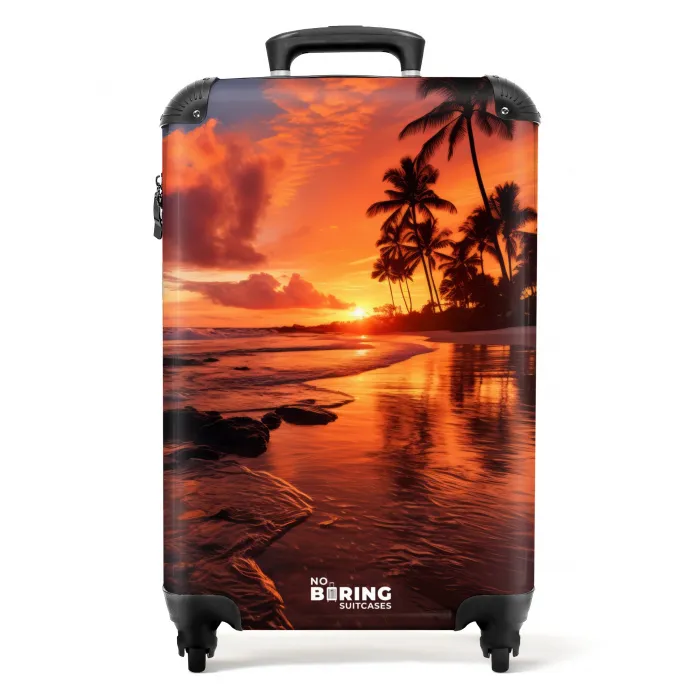 Palmbomen bij zonsondergang NBS - Handbagage koffer - Kinderen Unisex middel -productfoto_recht