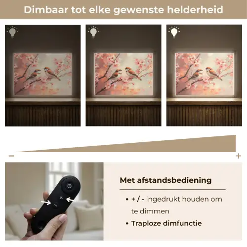 Vogels - Romantic - Bloesemtak Light Box met batterij (Wandlamp) middel -USP_dimbaarNL