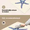 Blauwe zeester - Minimalistisch - Beige Inductie beschemer met haakjes middel -ky-schoon-nl