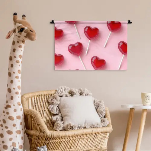 Lollies - Hartjes - Roze Wandkleed katoen klein -wsfeer5_kind