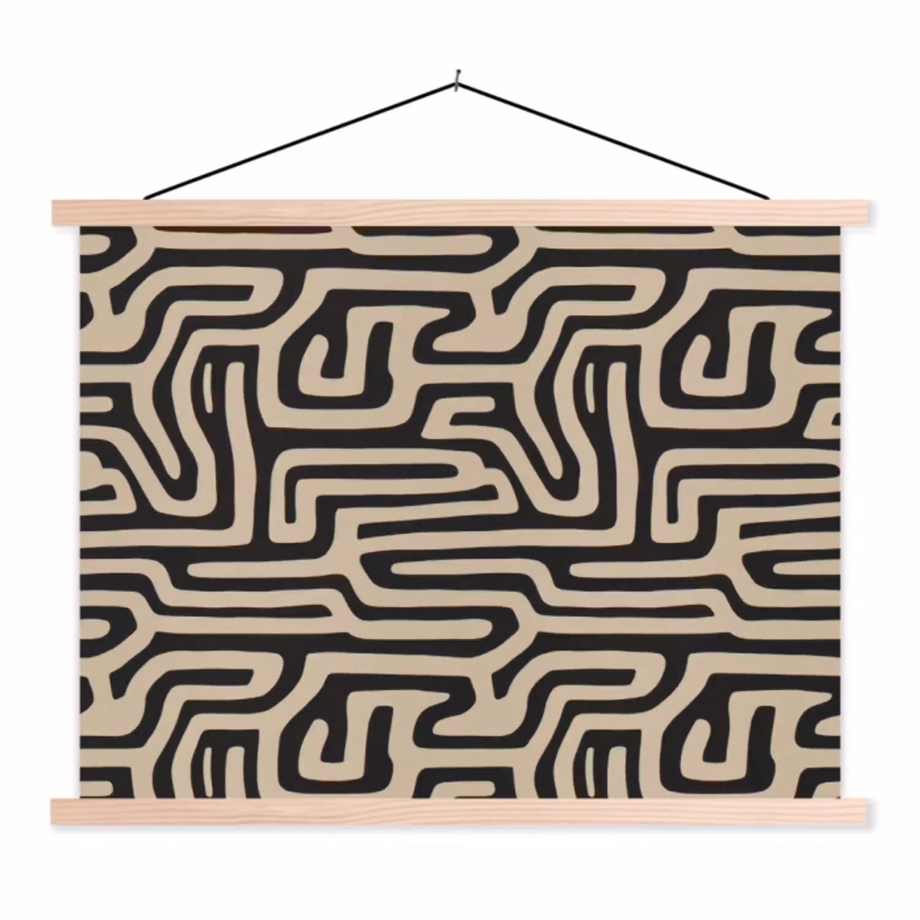 Grafisch - Lijnen - Zwart textielposter latten blank klein 122 -3d