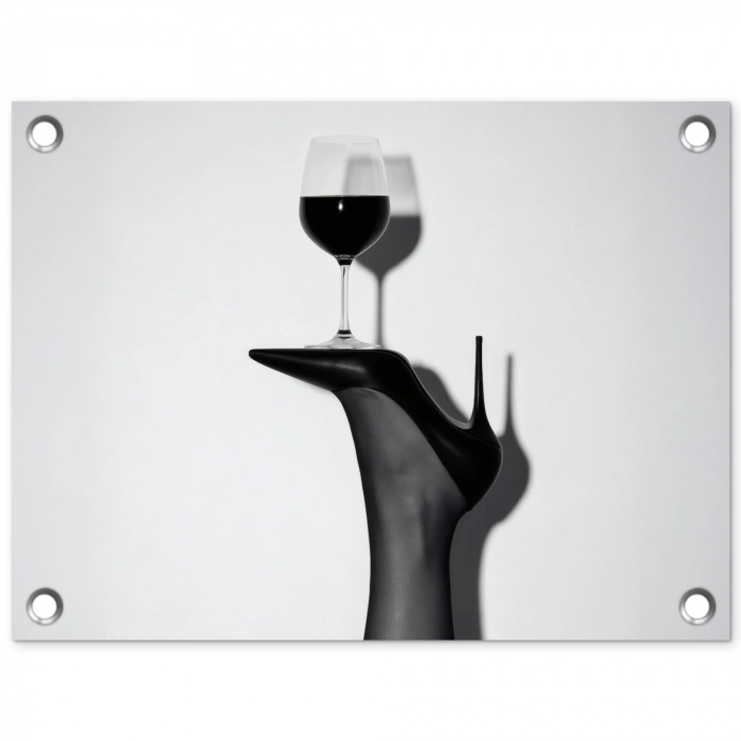 Hak - Wijn - Minimalistisch - Zwart tuinposter los doek klein -3d