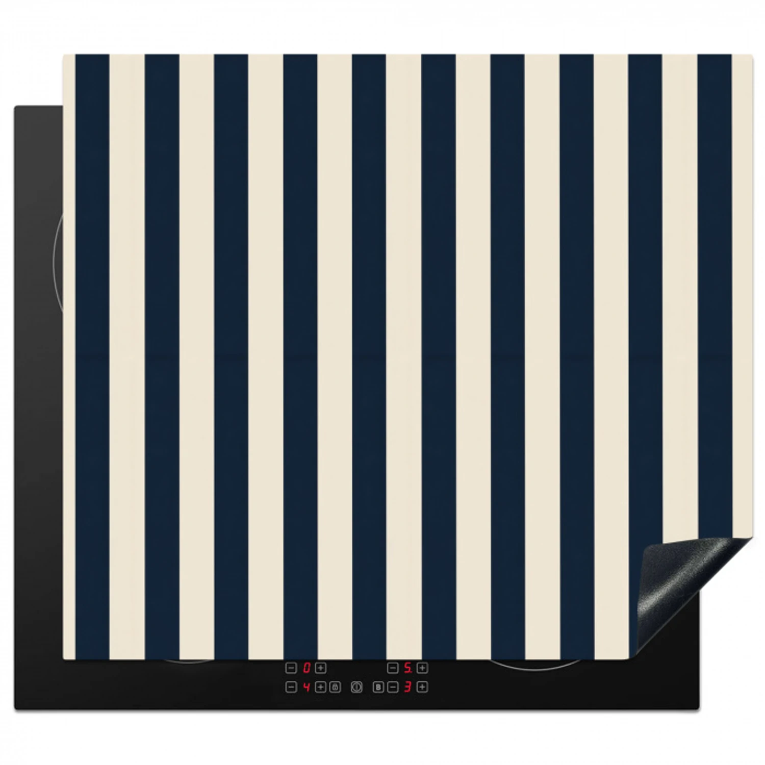 Verticale strepen - Blauw - Crème Inductie beschermer vinyl 3mm middel 274 -3d