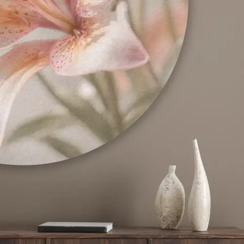 Lelies - Meeldraden - Roze - Wazig Akoestische PET Vilt - Rond klein -sfeer5_closeup