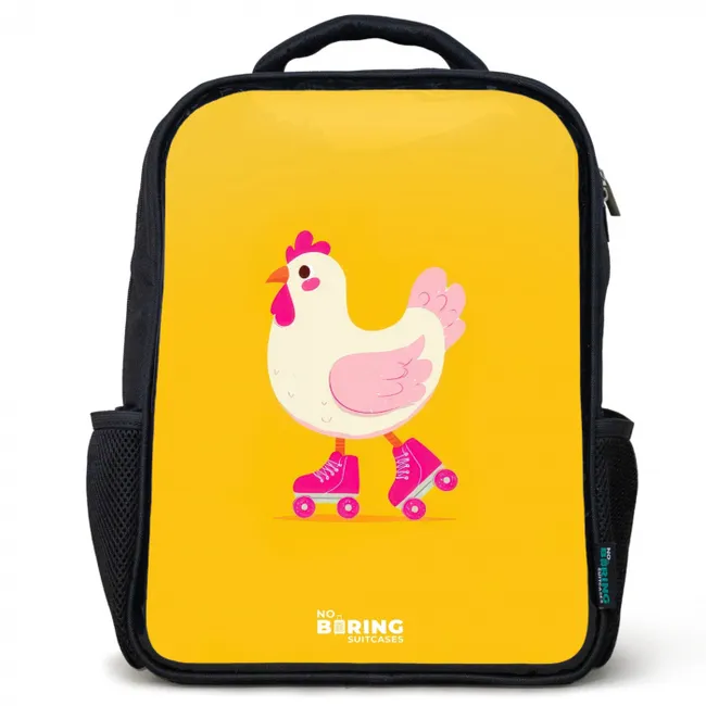 Kip - Rolschaatsen - Geel Rugzak - Zwart middel -3d