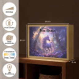 Eenhoorn - Paars - Sprookje - Fantasy dier Light Box met batterij (Wandlamp kind) middel -USP_websiteoverzichtDE