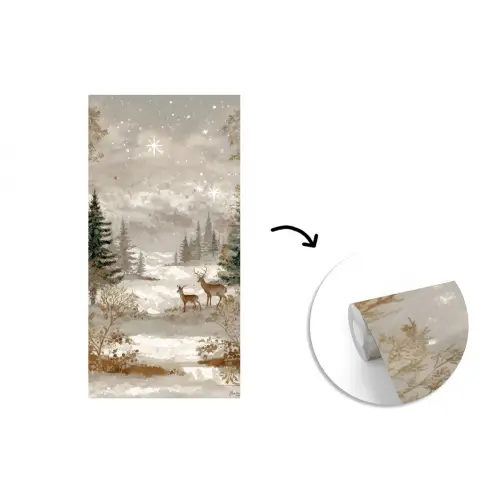 Bos - Herten - Winter - Sneeuw fotobehang vinyl groot -3d