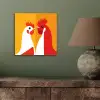 Kippen - Oranje - Vlakken aluminium wit klein -sfeer2