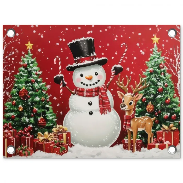 Feestvreugde - Winterbos - Kleurrijk tuinposter los doek klein -3d