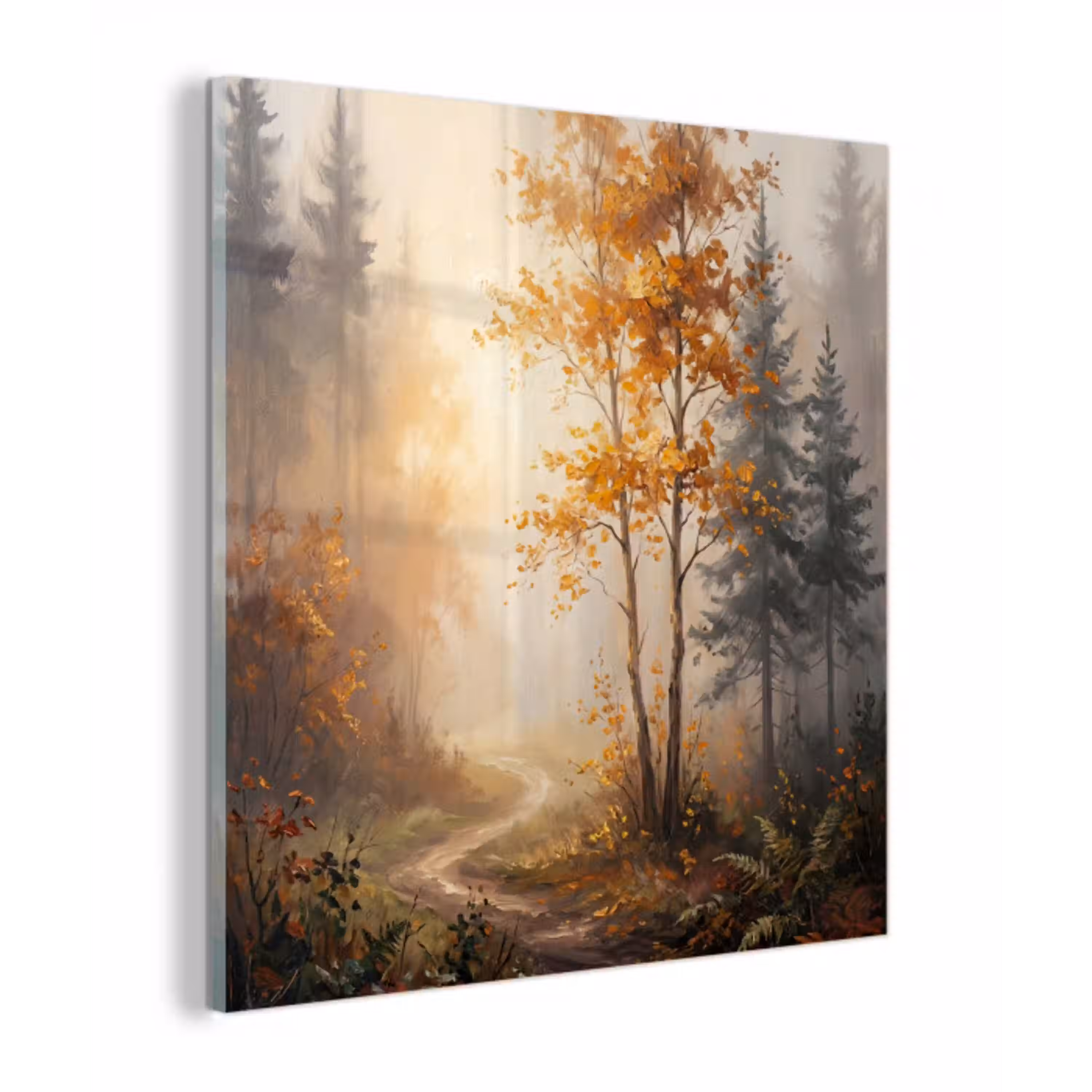 Bospad - Herfstbladeren - Natuur - Schilderachtig - Oranje plexiglas 5mm klein -z3d