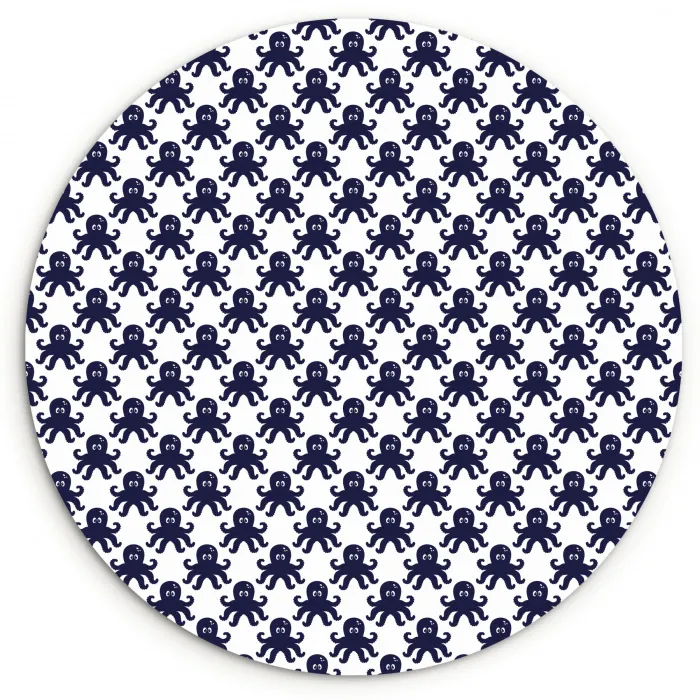 Oceaan - Octo - Blauw - Wit Wandcirkel plexiglas klein 852 -3d