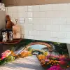 Doorkijk - Bloemen - Tropisch - Kleurrijk Inductie beschermer vinyl 3mm middel -sfeer3