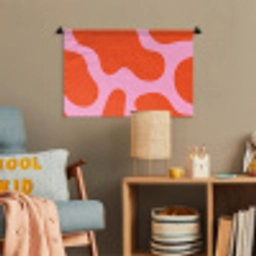 Vlekken - Rood - Roze - Patroon - Minimalistisch Wandkleed katoen klein -wsfeer4_kind