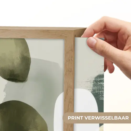 Minimalistisch - Cirkels - Penseelstreken - Beige Light Box met batterij (Wandlamp) middel -USP_websiteprintNL