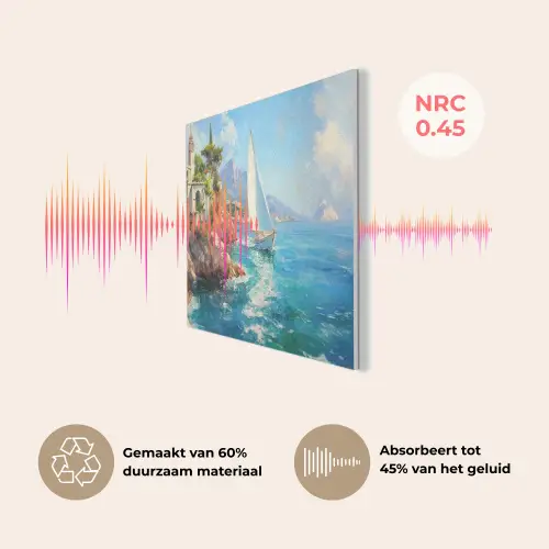 Zeilboot - Rotsen - Kust - Huizen PET vilt klein -USP_NL
