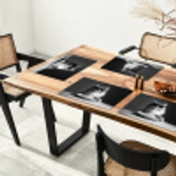 Langharige kat - Zonnebril - Spaghetti - Humor - Zwart - wit Placemat vinyl groot -zzsfeer4_Kitchenyeah-website
