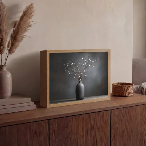 Takken - Vaas - Bolletjes - Wit Light Box met batterij (Wandlamp) middel -sfeer2