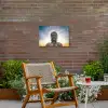 Boeddha hoofd - Buddha - Lucht - Spiritueel - Meditatie Tuinposter op houten frame 2 cm dik klein -sfeer3