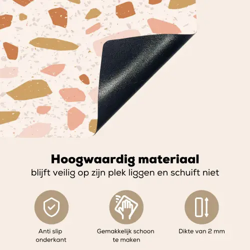 Terrazzo -  Patroon - Kleurrijk - Zalm Inductie beschemer met haakjes klein 777 -ky-onderkant-nl