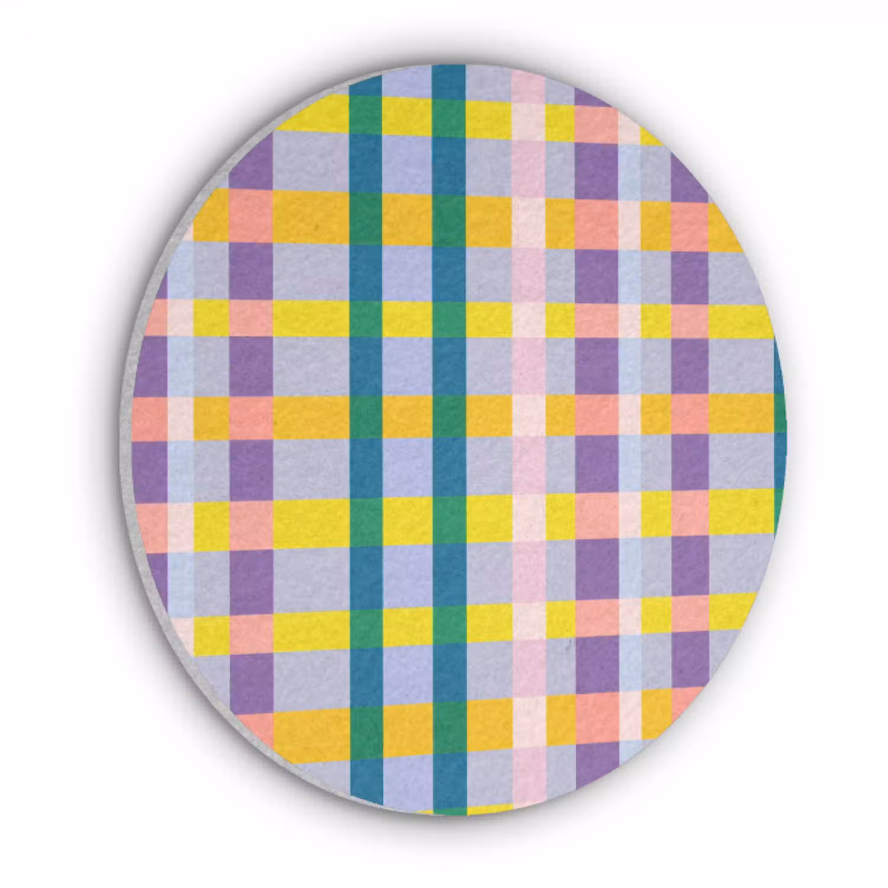 Ruit - Patroon - Kleurrijk Akoestische PET Vilt - Rond klein 838 -3d