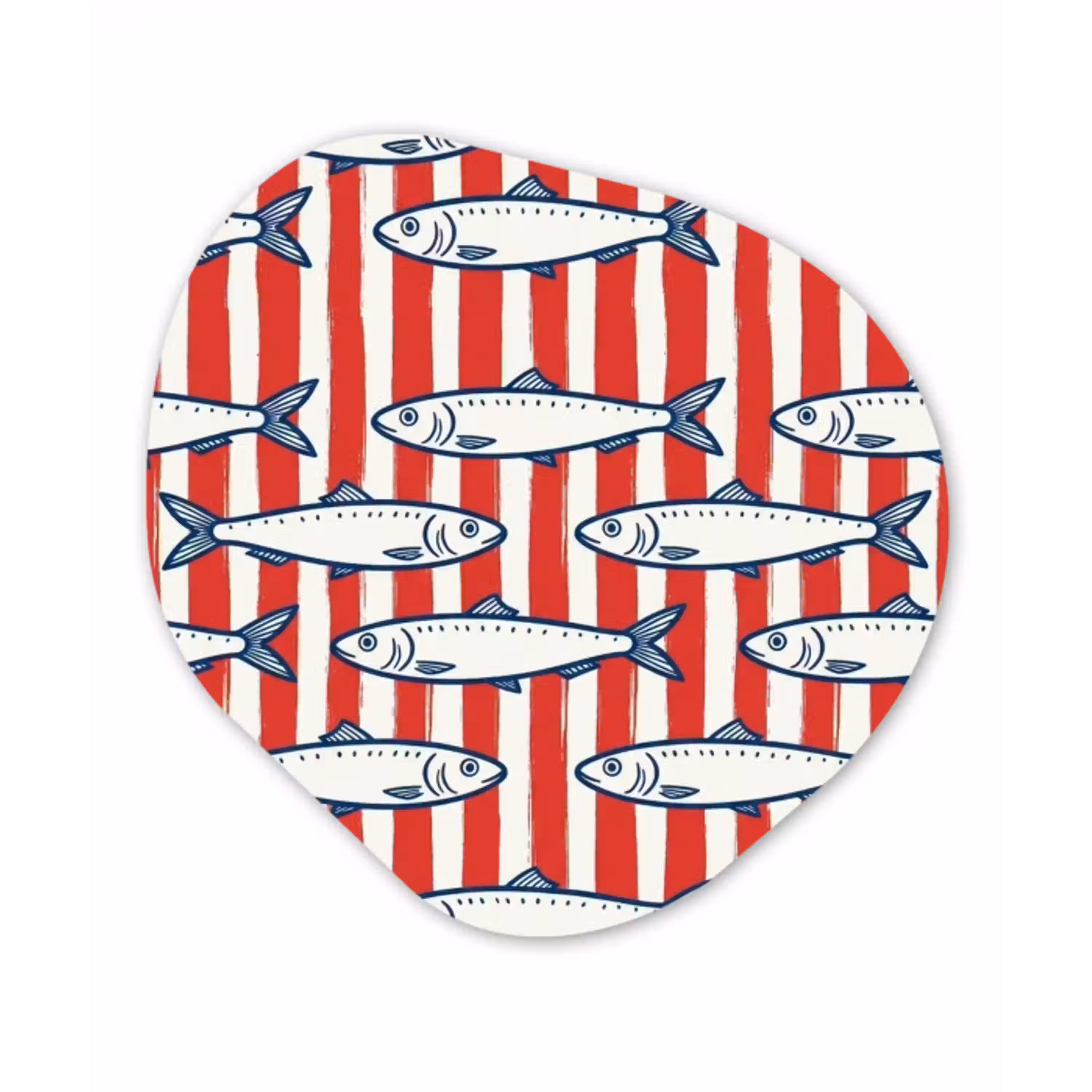 Vis - Patroon - Strepen - Illustratie - Rood Wandcirkel Organisch Aluminium middel -3d