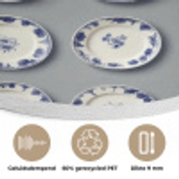 Borden - Bloemen - Blauw - Wit Akoestische PET Vilt - Rond klein 838 -closeup_NL