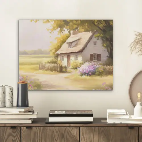 Huisje - Hout - Bloemen PET vilt klein -sfeer1