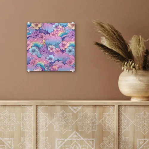 Regenbogen - Bloemen - Kleurrijk - Wolken plexiglas 5mm klein -sfeer5