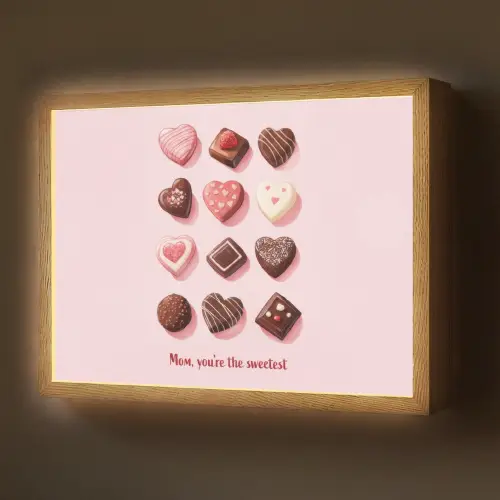 Chocolaatjes - Hartvormig - Liefste Light Box met batterij (Wandlamp) middel -z3d_website