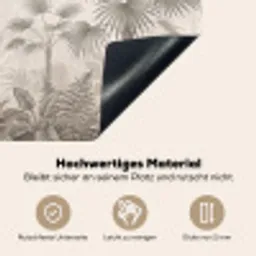 Jungle - Banenboom - Kolibrie - Beige Inductie beschemer met haakjes klein -ky-onderkant-de