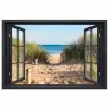 Doorkijk - Strand - Zee - Zand - Water - Helmgras - Duinen poster papier klein -3d