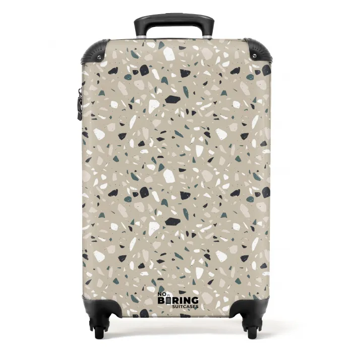 Terrazzo patroon kleurrijk grijs groen NBS - Handbagage koffer - Kinderen Unisex middel -productfoto_recht