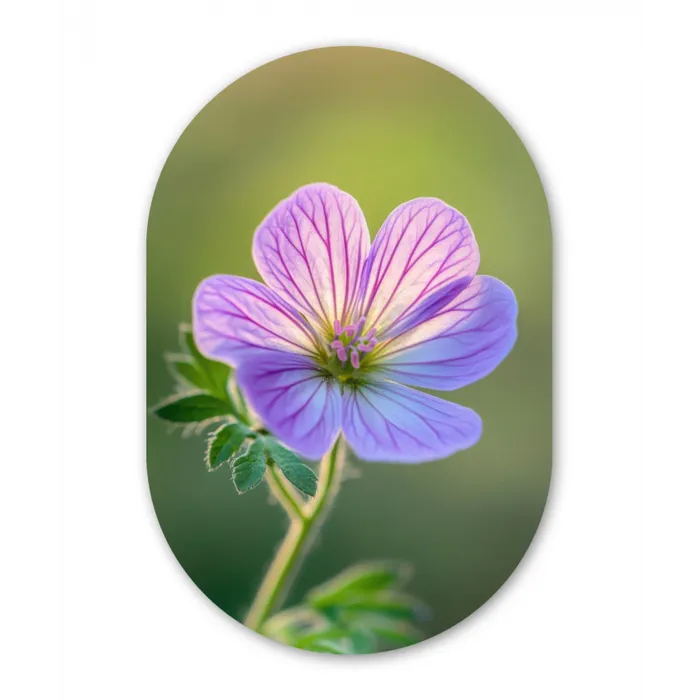 Bloem - Close up - Paars Wandcirkel Ovaal Glas middel -3d