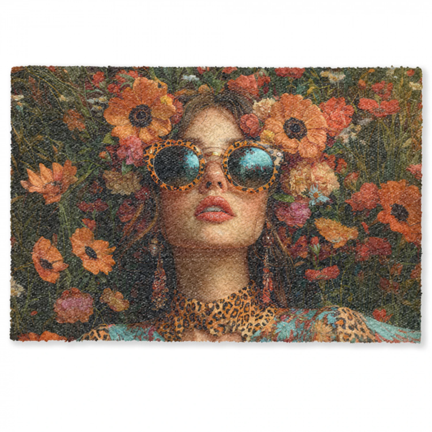 Vrouwen - Bloemen - Modern - Bril - Abstract Deurmat klein -zkaufland3d
