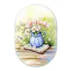 Vaas - Delftsblauw - Madeliefjes Wandcirkel Ovaal Glas middel -3d