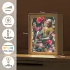 Melkmeisje - Johannes Vermeer - Bloemen - Roze Light Box met kabel (Tafellamp) klein -USP_NL