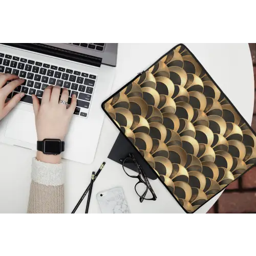 Schubben - Structuur - Goud laptophoes neopreen klein 279 -bureau