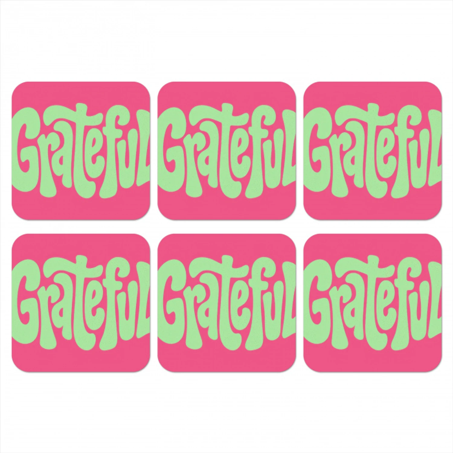 Grateful - Groen - Grafisch - Vloeiend onderzetter kurk middel -3d