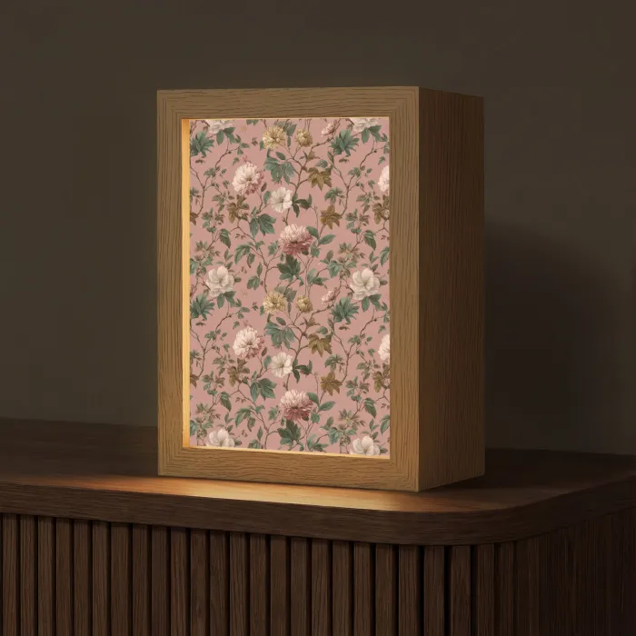 Bloemen - Klassiek - Roze Light Box met kabel (Tafellamp) klein 925 -z3d_website