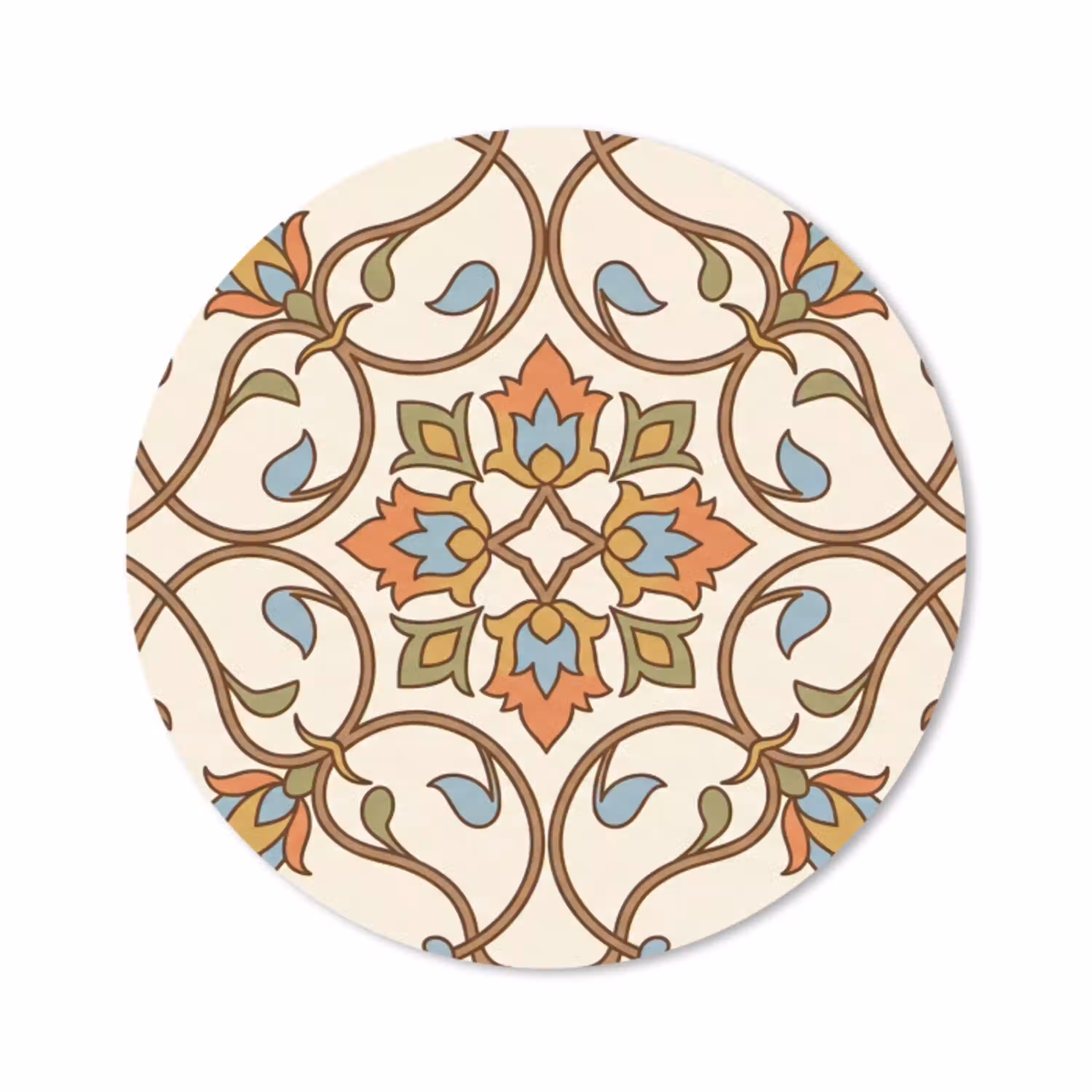 Patroon - Bloemen - Ornament - Kleurrijk Muismat rond klein -3d