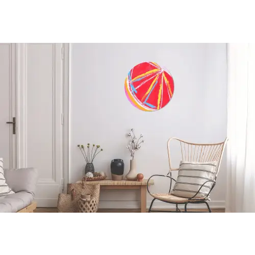 Grapefruit - Geschilderd - Roze - Strepen Wandcirkel aluminium klein -woonkamer