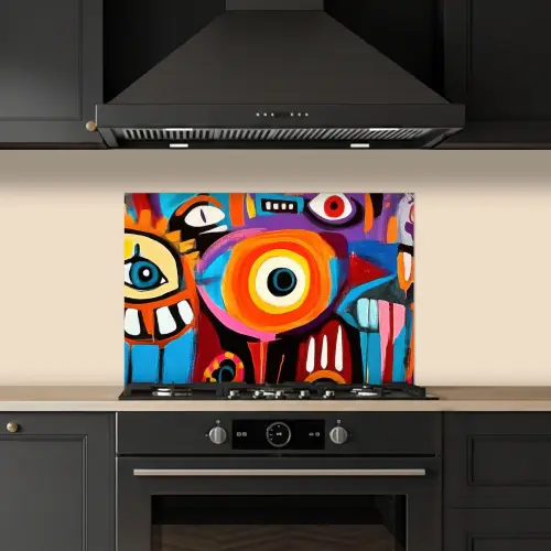Abstract - Gezicht - Kleurrijk keuken achterwand spatscherm klein -sfeer1