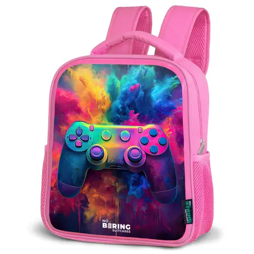 Game - Controller - Kleurrijk - Explosie Kinderrugzak - Roze middel -schuin