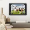 Doorkijk - Koe - Molen - Koeien - Weiland - Gras - Groen canvas 2cm klein -sfeer6