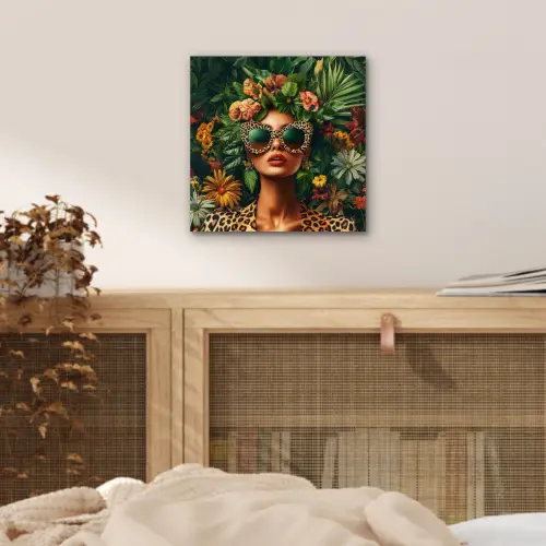 Vrouw - Panterprint - Jungle - Natuur - Luxe aluminium wit klein -sfeer3
