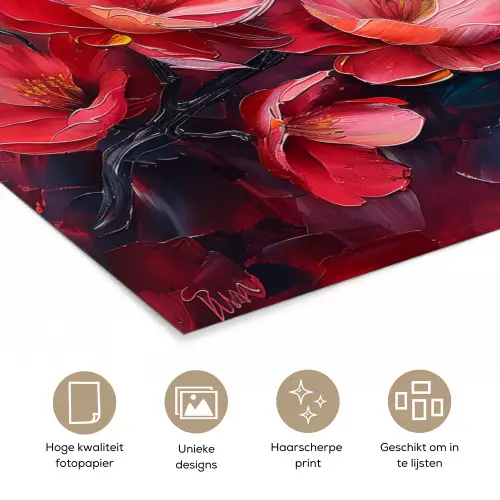 Bloemen - Roze - Watercolor - Natuur- Kunst poster papier klein -closeup_NL