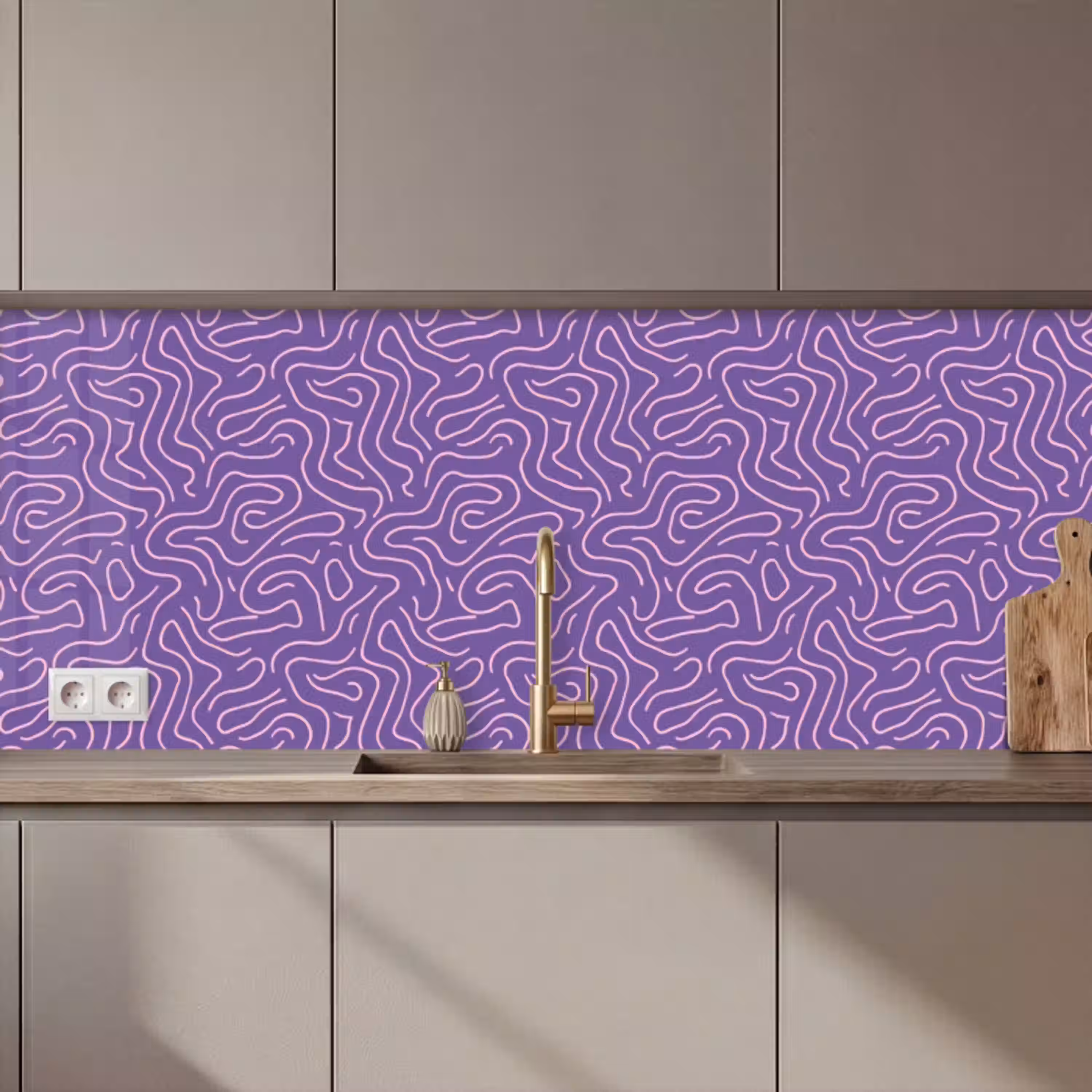 Paars - Roze - Abstract - Lijnen - Doolhof - Patroon keuken achterwand 2 middel 871 zz_3dshopping